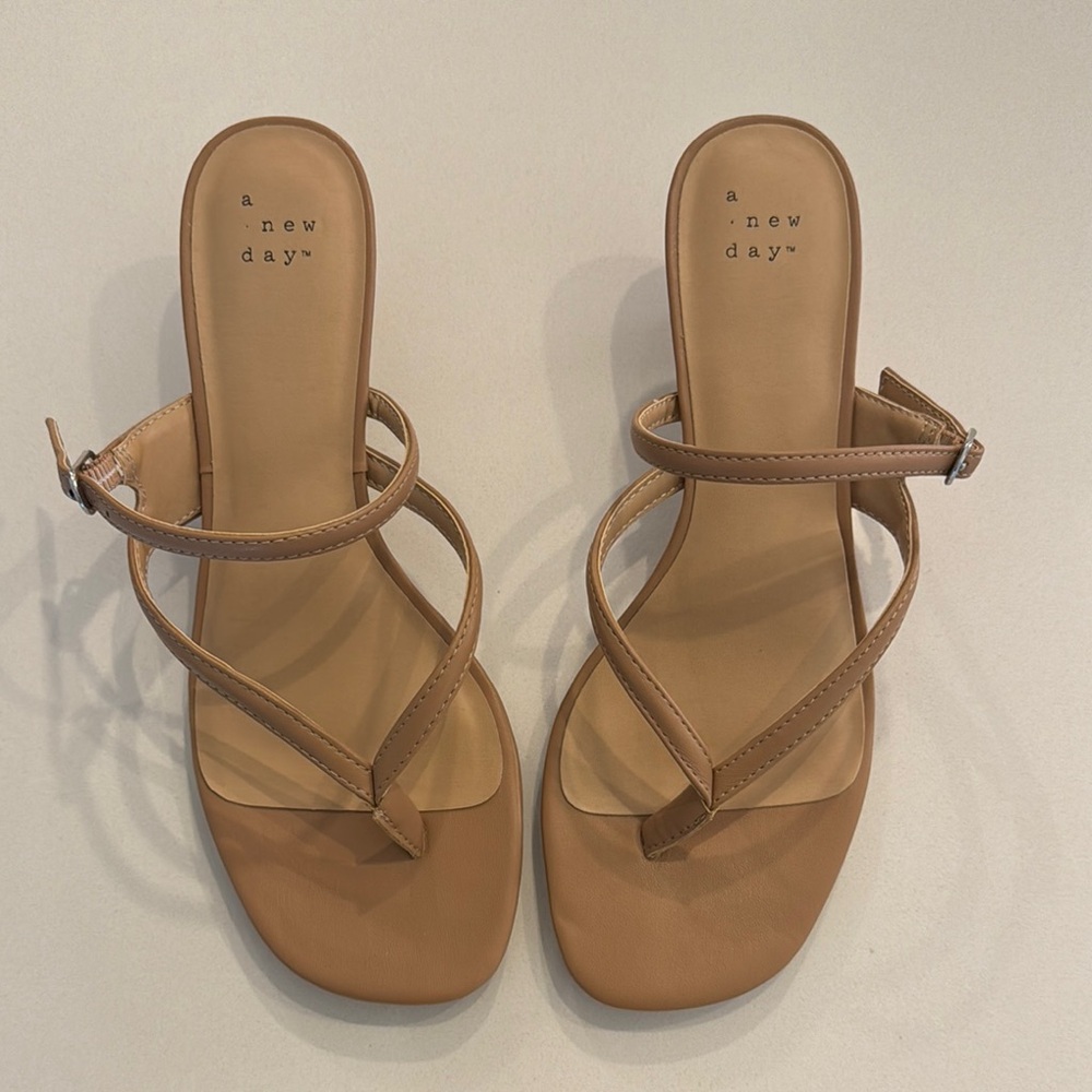 A New Day Tan Minimalist Flat Sandals